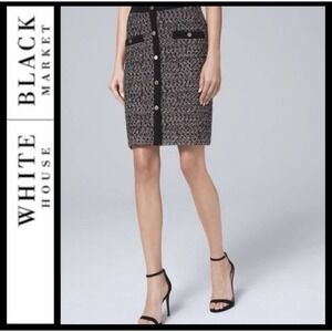 White House Black Market NEW Novelty Sweater Knit Tweed Pencil Skirt‎ Large #357